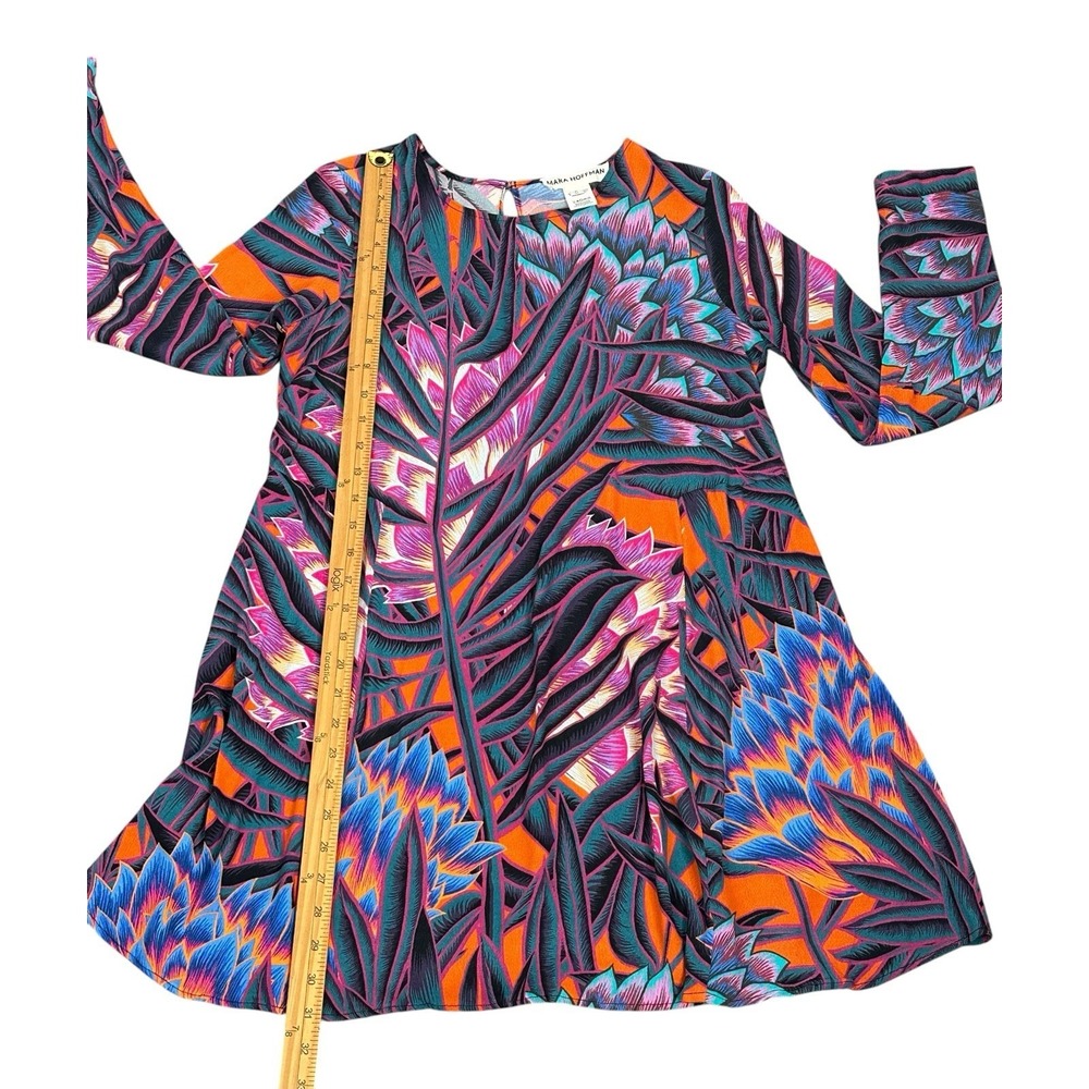 Mara Hoffman Herbarium Swing Dress Persimmon Abstract Print Long Sleeve Sz  S - Picture 8 of 16